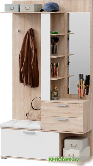 Стенка Трия Эрика комбинированная (дуб сонома/белый) - фото