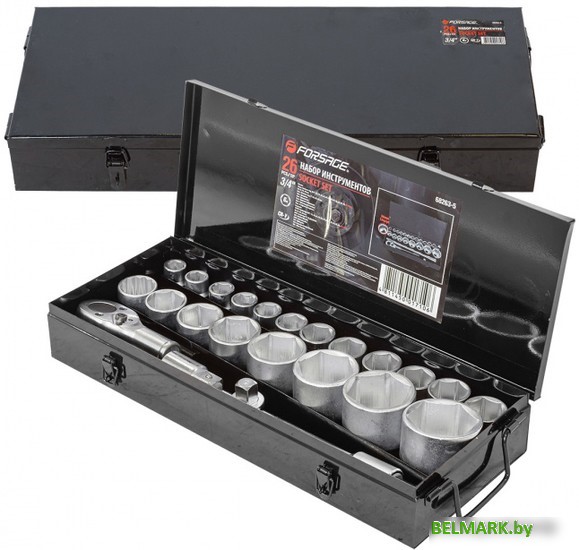 Набор трещотка с головками FORSAGE F-68263-5 (26 предметов) - фото