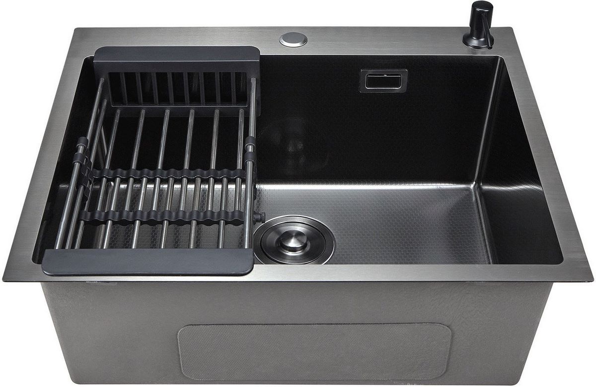 Кухонная мойка Stellar Decor S6550NB-D (нано черный) - фото