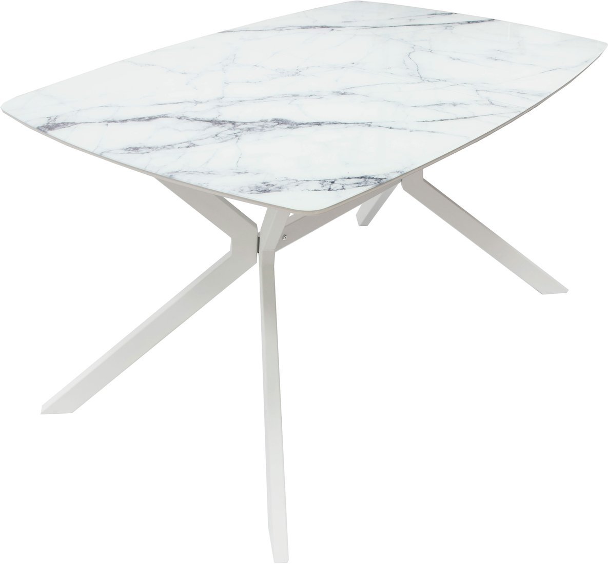 Кухонный стол ВВР Джерси (мрамор белый ф/п, белый глянец/белый) - фото