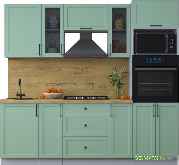 Готовая кухня Интерлиния Тренд 2.3В (мята/мята/дуб бунратти) - фото