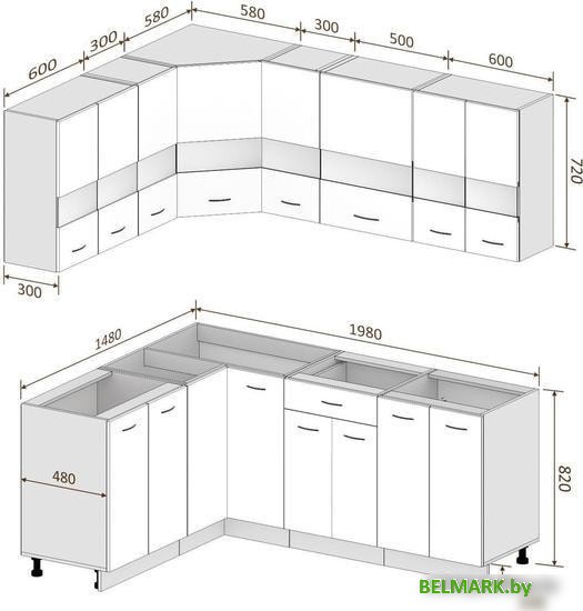 Угловая кухня Кортекс-мебель Корнелия Экстра 1.5x2.0 без столешницы (дуб сонома) - фото2