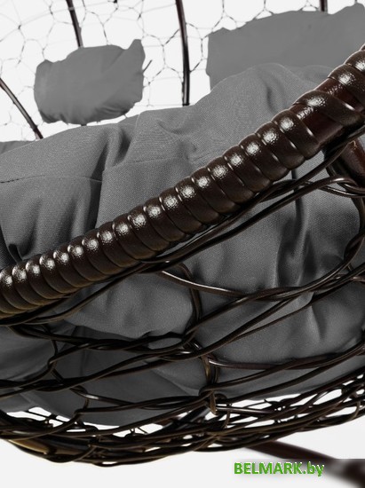 Подвесной диван M-Group Лежебока 11180209 (с коричневым ротангом/серая подушка) - фото2