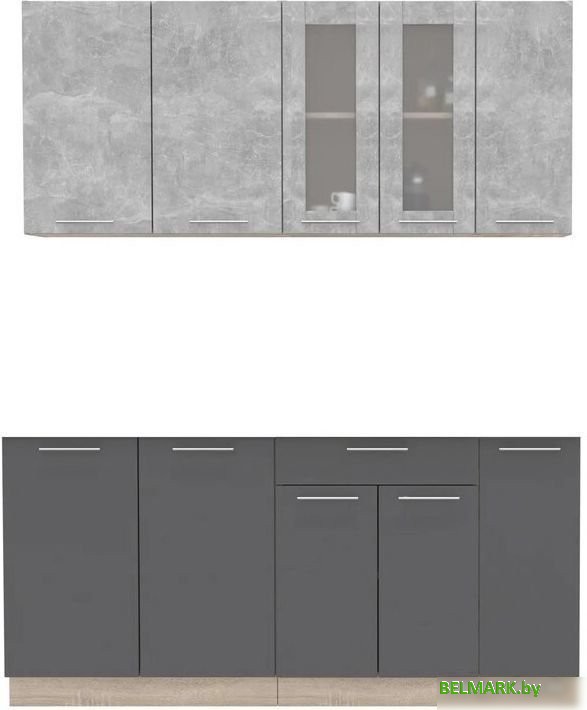 Готовая кухня Интерлиния Мила 17 без столешницы (бетон/антрацит) - фото