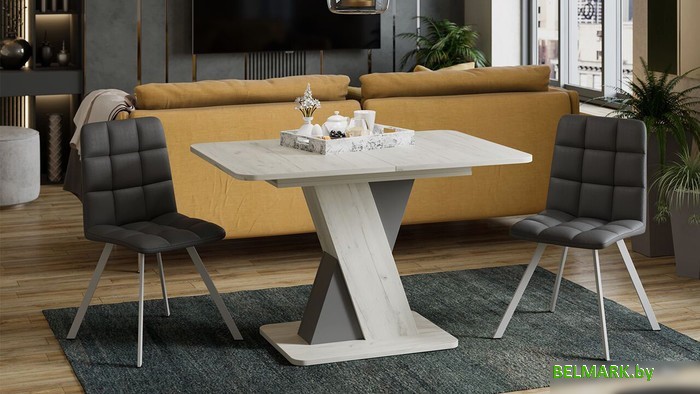 Кухонный стол Трия Люксембург тип 3 (дуб крафт белый/серый) - фото