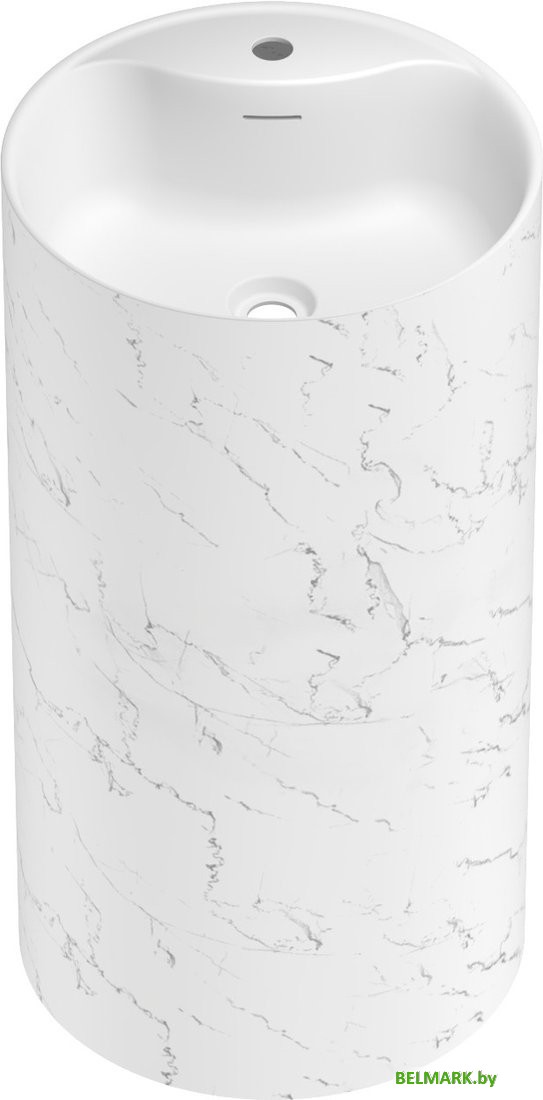 Умывальник Wellsee Chalice Perfection 230626000 (отдельностоящий, с отверстием под смеситель, цвет матовый белый мрамор/глянцевый белый) - фото2