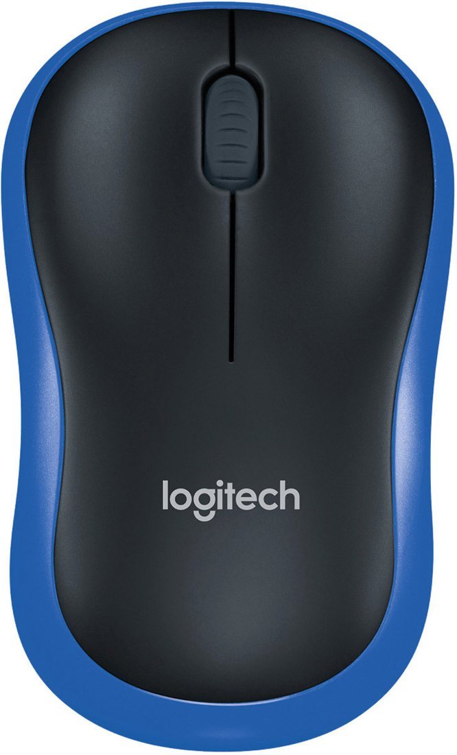 Мышь Logitech M185 (черный/синий) - фото