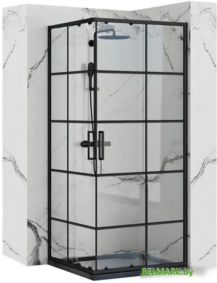 Душевой уголок Rea Concept 80x80 (черный/прозрачное стекло) - фото