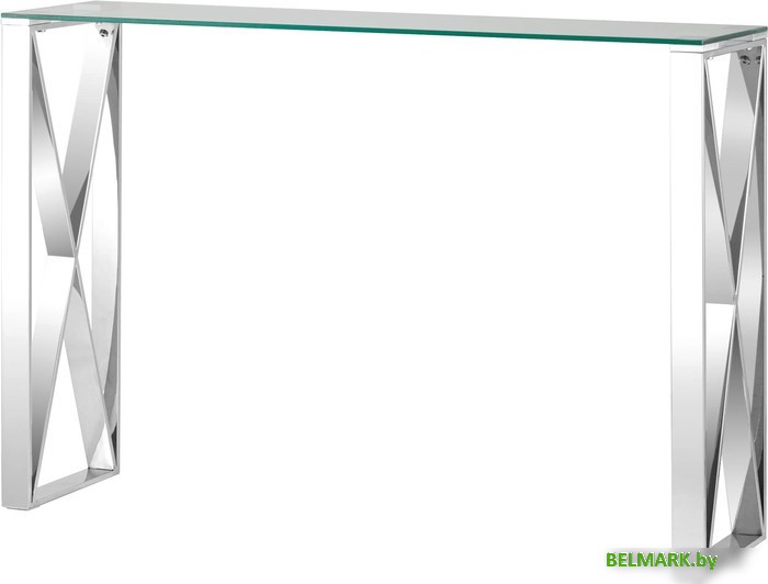 Консольный стол Stool Group Кросс 115x30 (стекло/сталь/серебристый) - фото