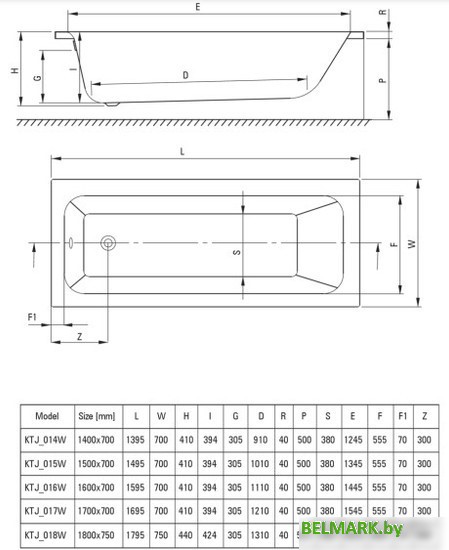Ванна Deante Prizma 179.5x75 KTJ 018W - фото2