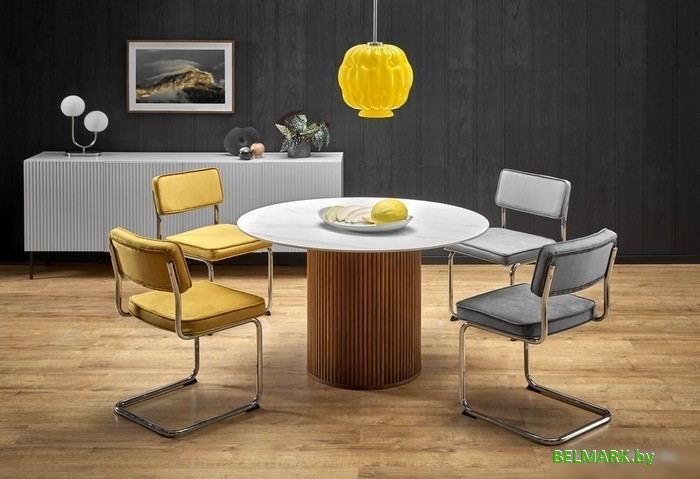 Кухонный стол Halmar Bruno (белый мрамор/ореховый) - фото