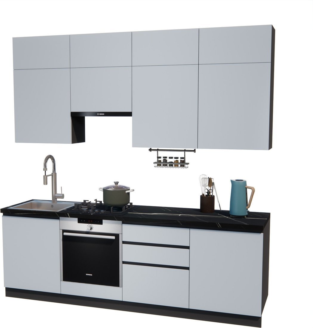 Готовая кухня ВерсоМебель Эко Премиум 2.4 (сумеречный голубой/ст. тунис) - фото