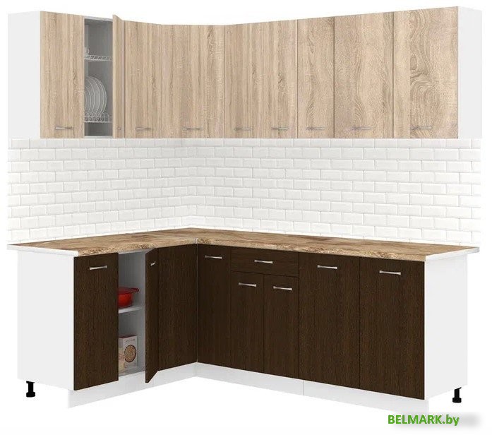 Готовая кухня Кортекс-мебель Корнелия Лира 1.5x2.2 (дуб сонома/венге/мадрид) - фото