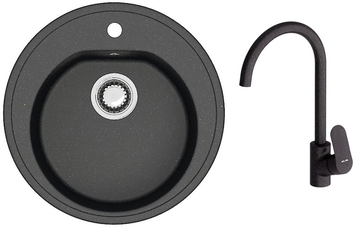 Кухонная мойка Berge BR-5200 + Like F8007122 (черный) - фото