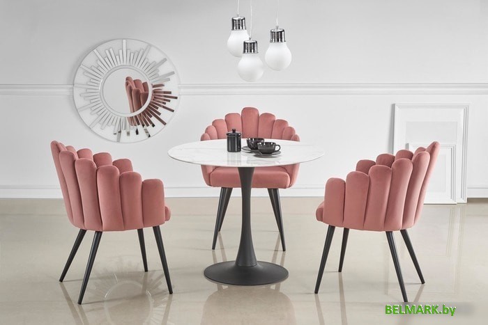 Кухонный стол Halmar Ambrosio 90x90 (мрамор/черный) - фото