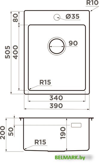 Кухонная мойка Omoikiri Amadare 39-IN (нержавеющая сталь) - фото2