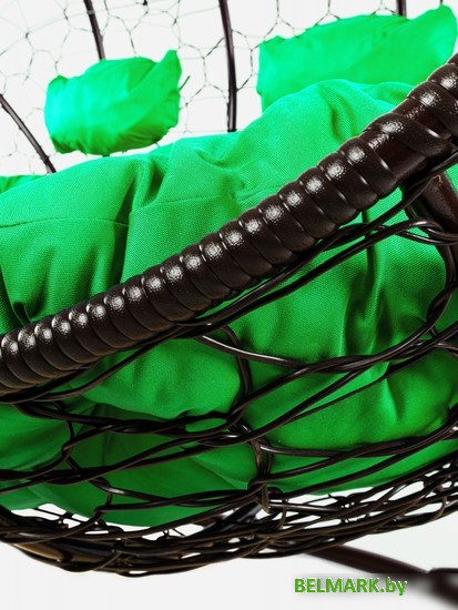 Подвесной диван M-Group Лежебока 11180204 (с коричневым ротангом/зеленая подушка) - фото2