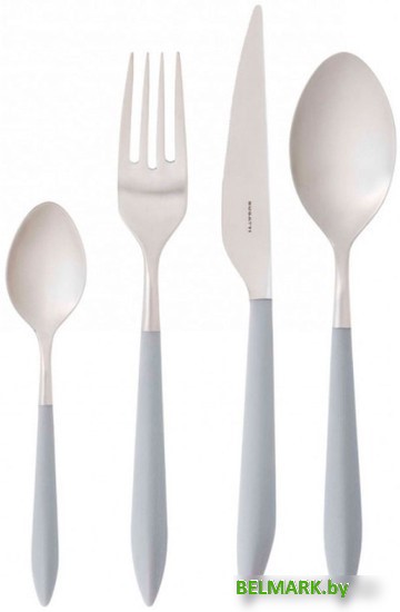 Набор столовых приборов Bugatti Ares ASBG-004F50 (24 пр, матовая сталь/серый) - фото