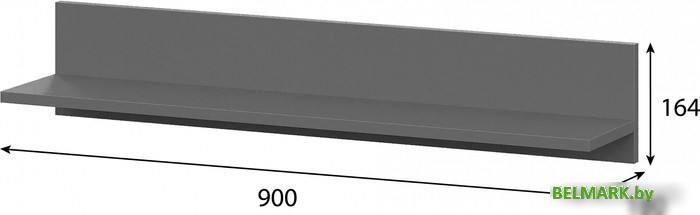 Полка NN мебель Денвер навесная 00-00111730 (графит серый) - фото2