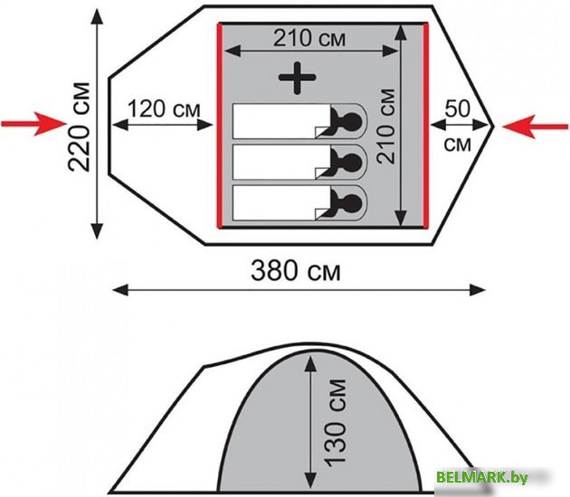 Треккинговая палатка TRAMP Lite Camp 3 (песочный) - фото2