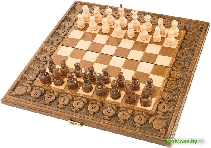 Шахматы/шашки/нарды Haleyan резные с гранатами 40 kh122 - фото