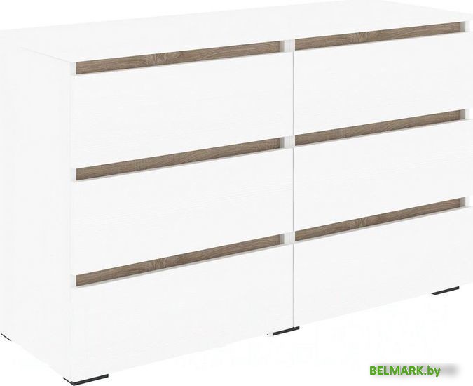 Комод Кортекс-мебель Бари 120 6ш (белый/белый/дуб сонома) - фото
