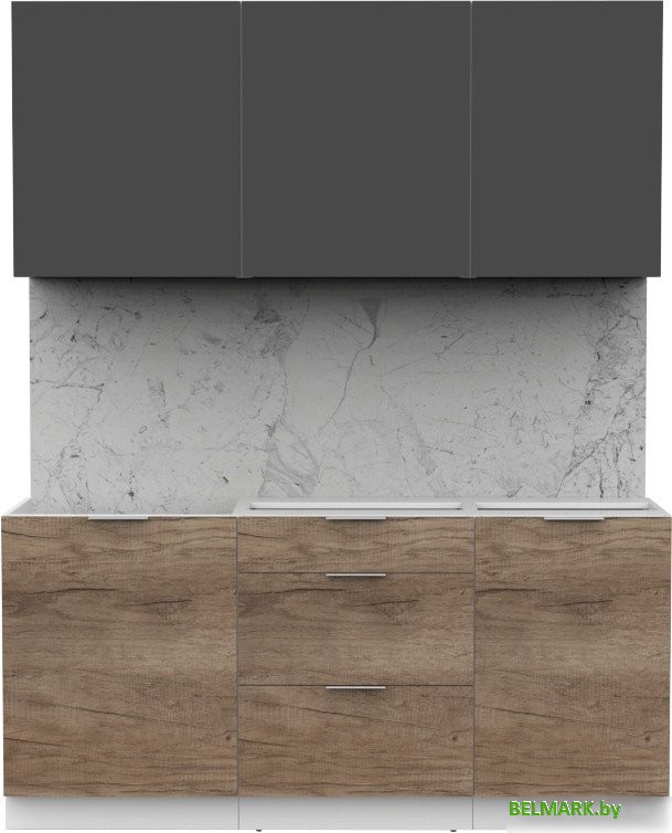Готовая кухня Интермебель Микс Топ-3 1.7м без столешницы (графит серый/дуб каньон) - фото