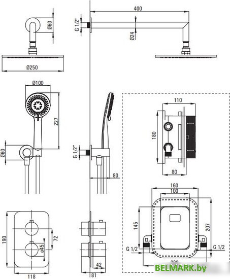 Душевая система Deante Box Gold BXYZGEBT - фото2