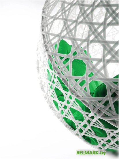 Подвесное кресло M-Group Для двоих Люкс 11510104 (белый ротанг/зеленая подушка) - фото2