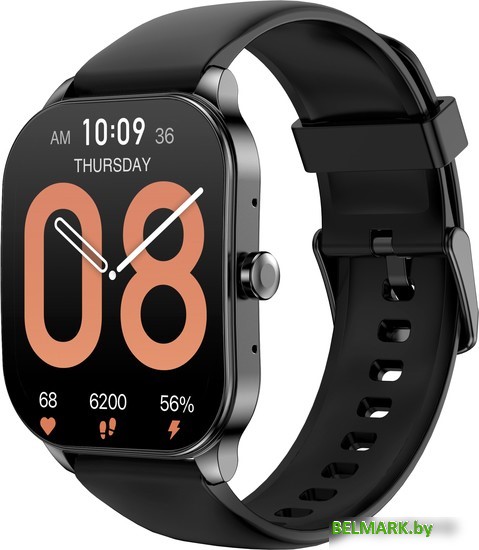 Умные часы Amazfit Pop 3S (черный, с силиконовым ремешком) - фото
