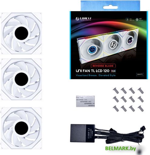 Набор вентиляторов Lian Li Uni Fan TL LCD 120 Triple Pack G99.12TLLCD3W.00 - фото