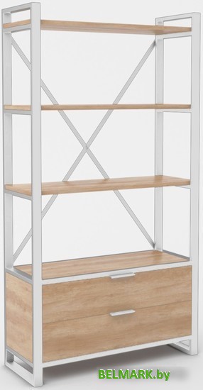Стеллаж Hype Mebel Стандарт Люкс 50x200 (белый/дуб галифакс натуральный) - фото