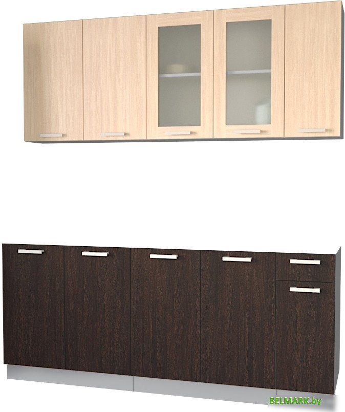 Готовая кухня Интерлиния Мила 19 без столешницы (дуб молочный/дуб венге) - фото