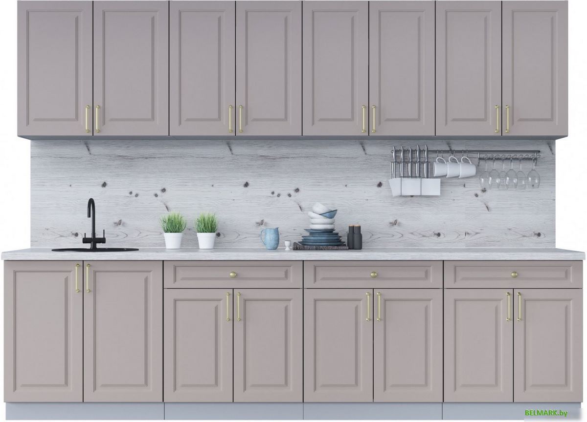 Готовая кухня Интерлиния Мила Шато 2.9А (луна/луна/бискайская сосна) - фото