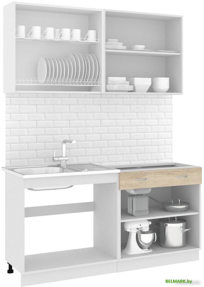 Готовая кухня Кортекс-мебель Корнелия Лира-лайт 1.6м без столешницы (дуб сонома) - фото2