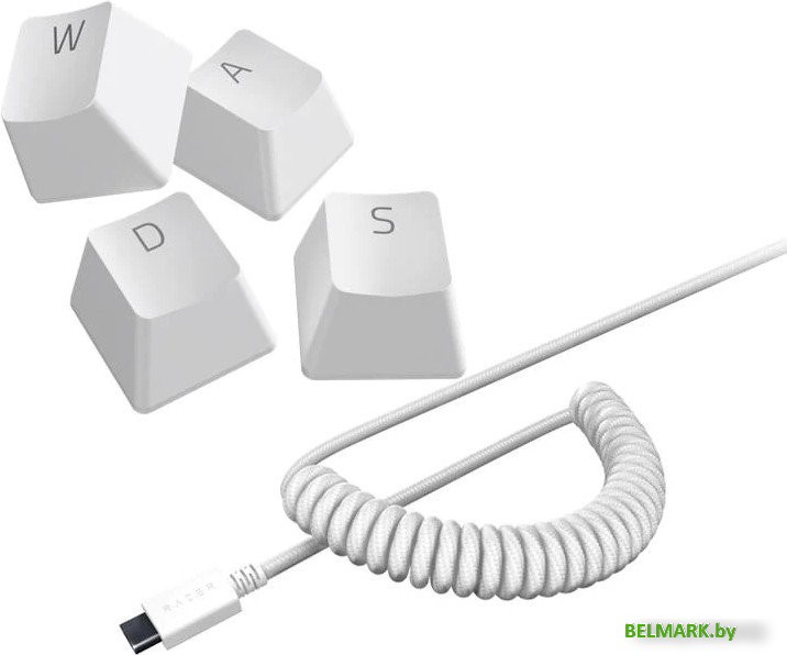 Набор аксессуаров Razer PBT Keycap + Coiled Cable Upgrade Set Mercury White - фото