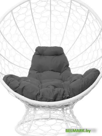Кресло M-Group Кокос на подставке 11590109 (белый ротанг/серая подушка) - фото2