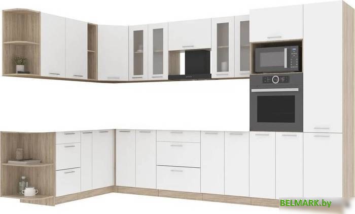 Готовая кухня Интерлиния Мила 1.88x3.4 левая без столешницы (белый платинум) - фото