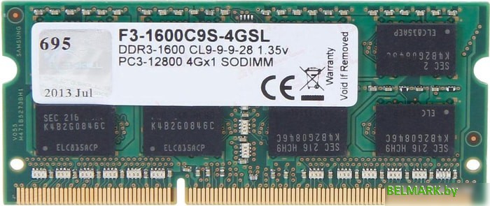 Оперативная память G.Skill 4GB DDR3 SODIMM PC3-12800 F3-1600C9S-4GSL - фото