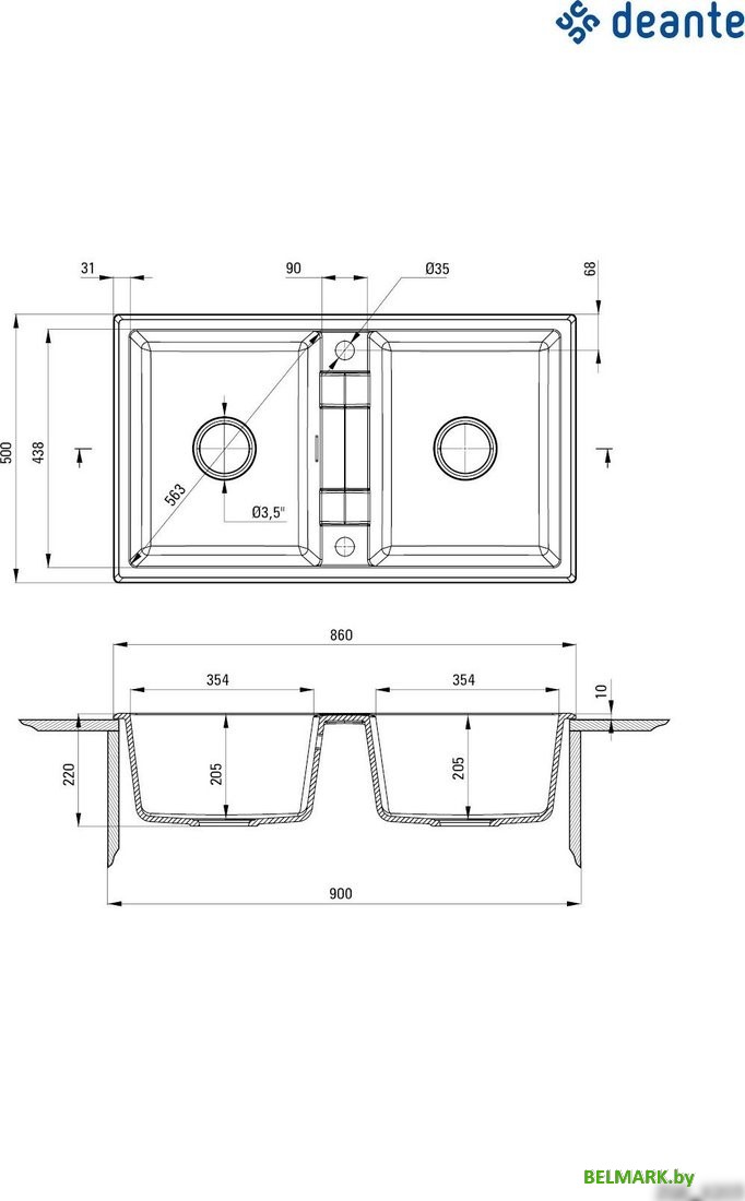 Кухонная мойка Deante Eridan ZQE A203 (алебастр) - фото2