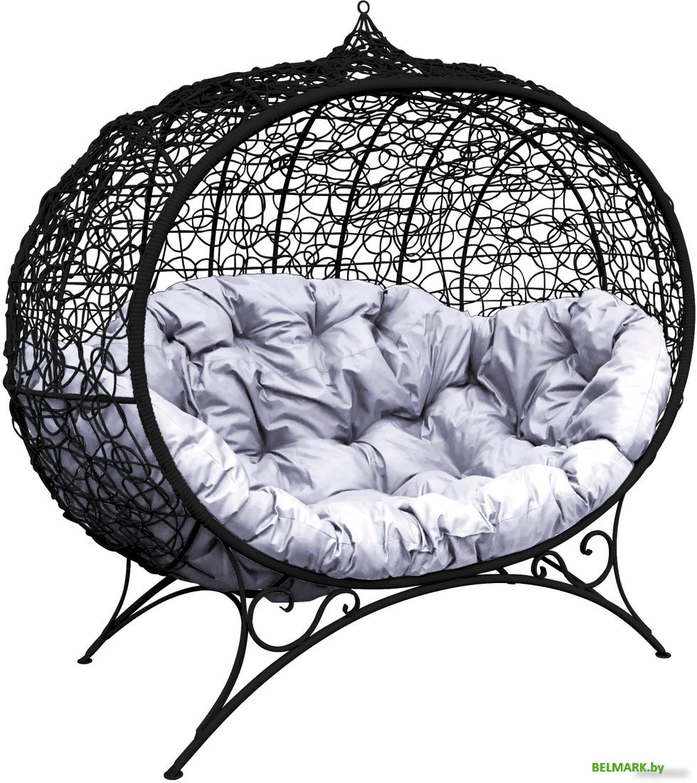 Садовый диван M-Group Улей на ножках 11220409 (черный ротанг/серая подушка) - фото