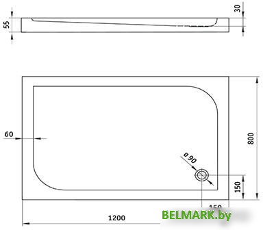 Душевой поддон Deante Cubic KTK_044B 120x80 - фото2