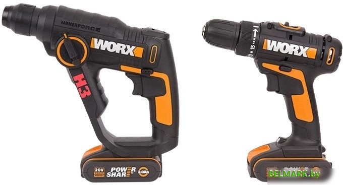 Worx WX927 (шуруповерт, перфоратор, 2 АКБ, кейс) - фото