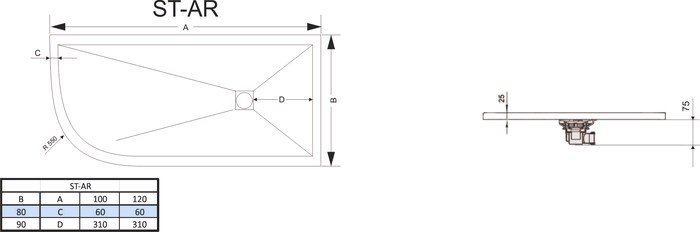 Душевой поддон RGW ST/AR-0128G 80x120 правый - фото2