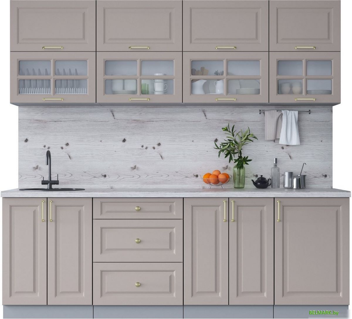 Готовая кухня Интерлиния Мила Шато 2.3Б (луна/луна/бискайская сосна) - фото