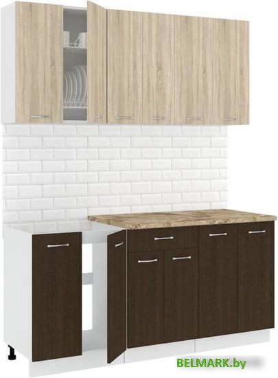Готовая кухня Кортекс-мебель Корнелия Лира-лайт 1.7м (дуб сонома/венге/мадрид) - фото