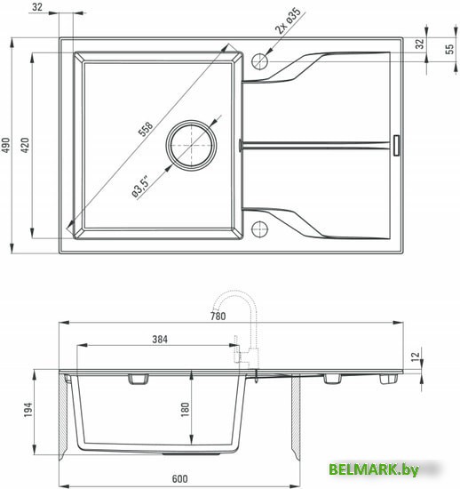 Кухонная мойка Deante Andante ZQN T113 (антрацит) - фото2