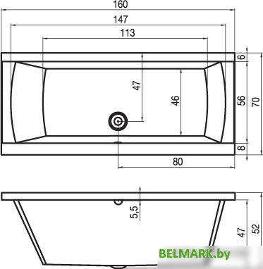 Ванна Riho Julia 160x70 - фото2