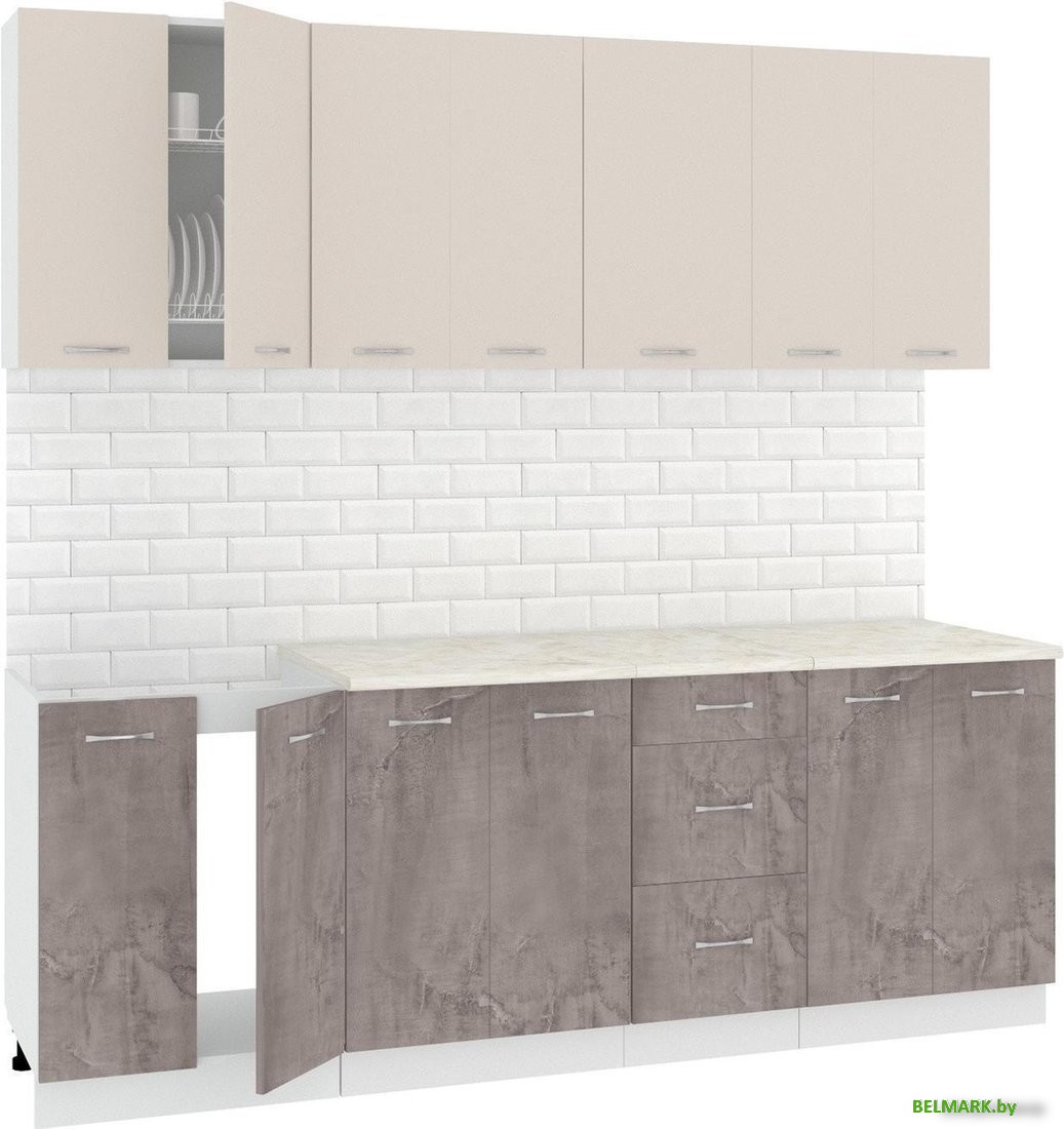 Готовая кухня Кортекс-мебель Корнелия Лира 2.2м (капучино/оникс/королевский опал) - фото