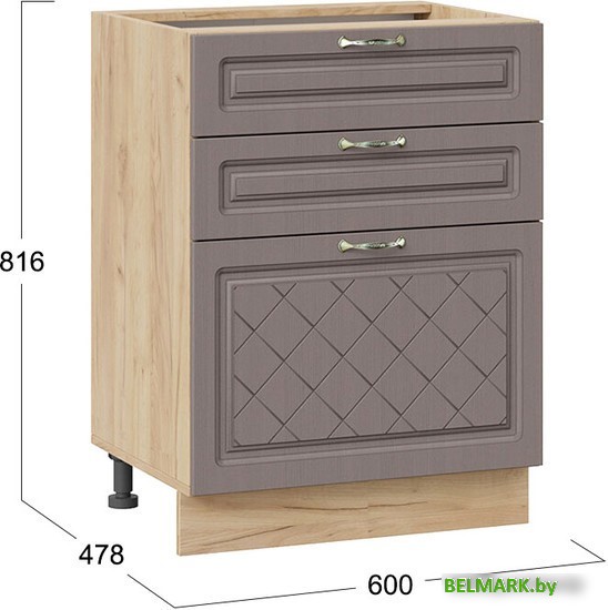 Шкаф напольный Трия Бьянка 1Н6Я3 (дуб крафт золотой/дуб серый) - фото2